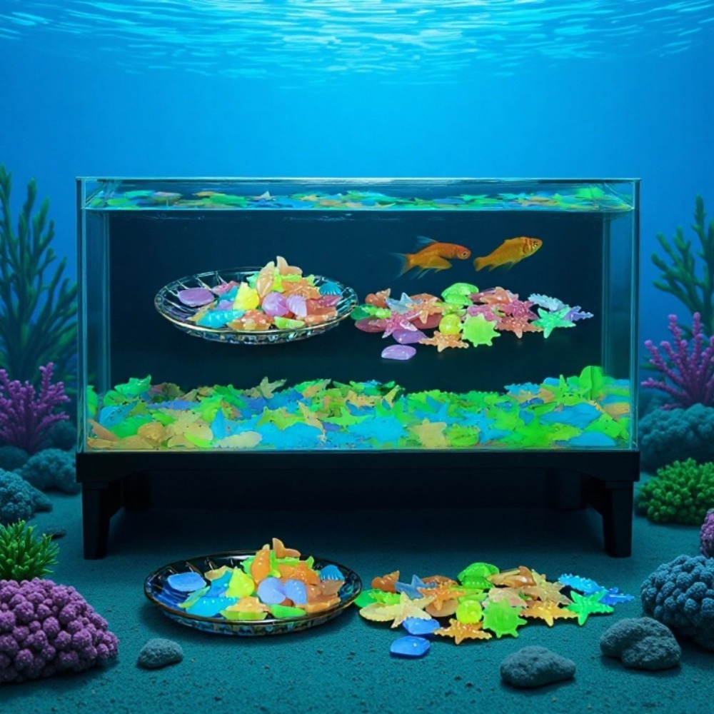 Aquarium Fish Items - Pietre oceaniche luminose fluorescenti, conchiglie fluorescenti,