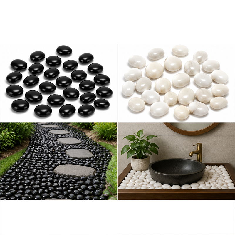 Fish Aquarium Home - Pietre di fiume lucidate bianche e