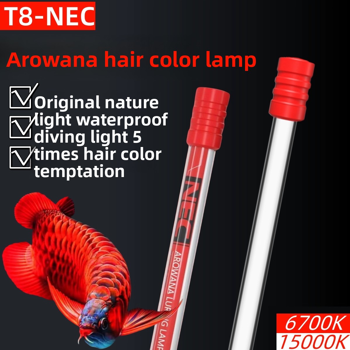 Aquarium Fish Red Colour - Luce per acquario LED sommergibile per